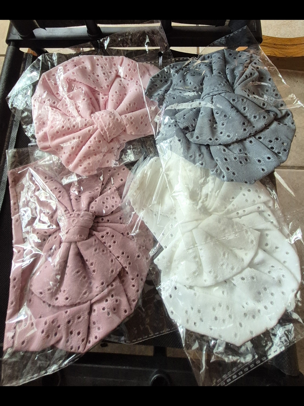 Soft Knit Baby Headwrap Bow in Sage Green, White, Pink & Lilac